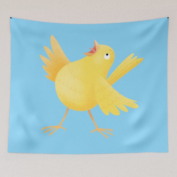 Item preview, Cute singing yellow canary cartoon illustration designed and sold by FrogFactory.
