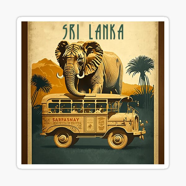 Vista previa del artículo con la obra «Sri Lanka Safari Vintage Travel Art Póster», diseñado y vendido por OldTravelArt.