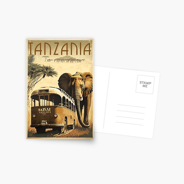 Item preview, Tanzania Safari Vintage Travel Art Poster designed and sold by OldTravelArt.