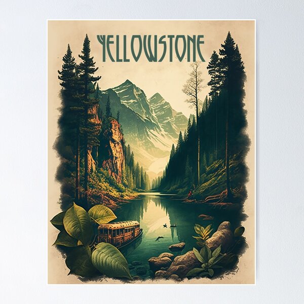 Artikel-Vorschau von Yellowstone River Vintages Reise-Kunst-Plakat, designt und verkauft von OldTravelArt.