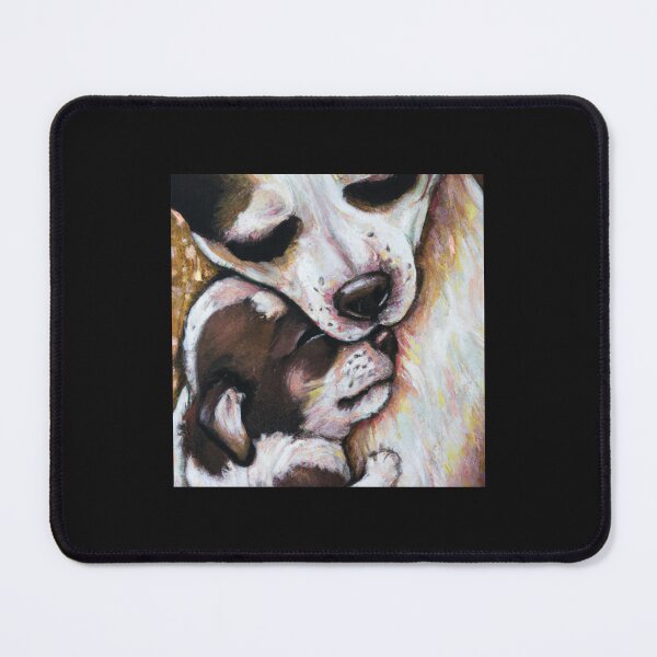 Item preview, Dog Mom Cuddling Puppy, Oil painting designed and sold by Color-Me-Blue.