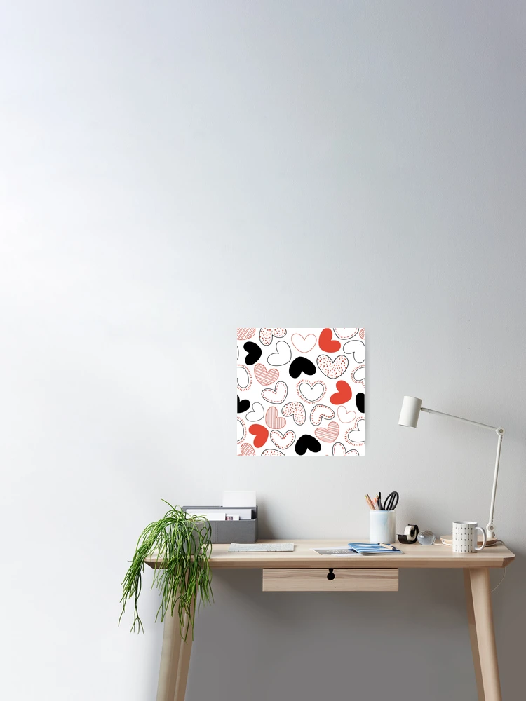 Cute Love Print-Happy Valentines Day-Romantic Heart Love Pattern- Cute  Black Red Heart Print-Trending Aesthetic Print Poster for Sale by  ReeianLifestyle