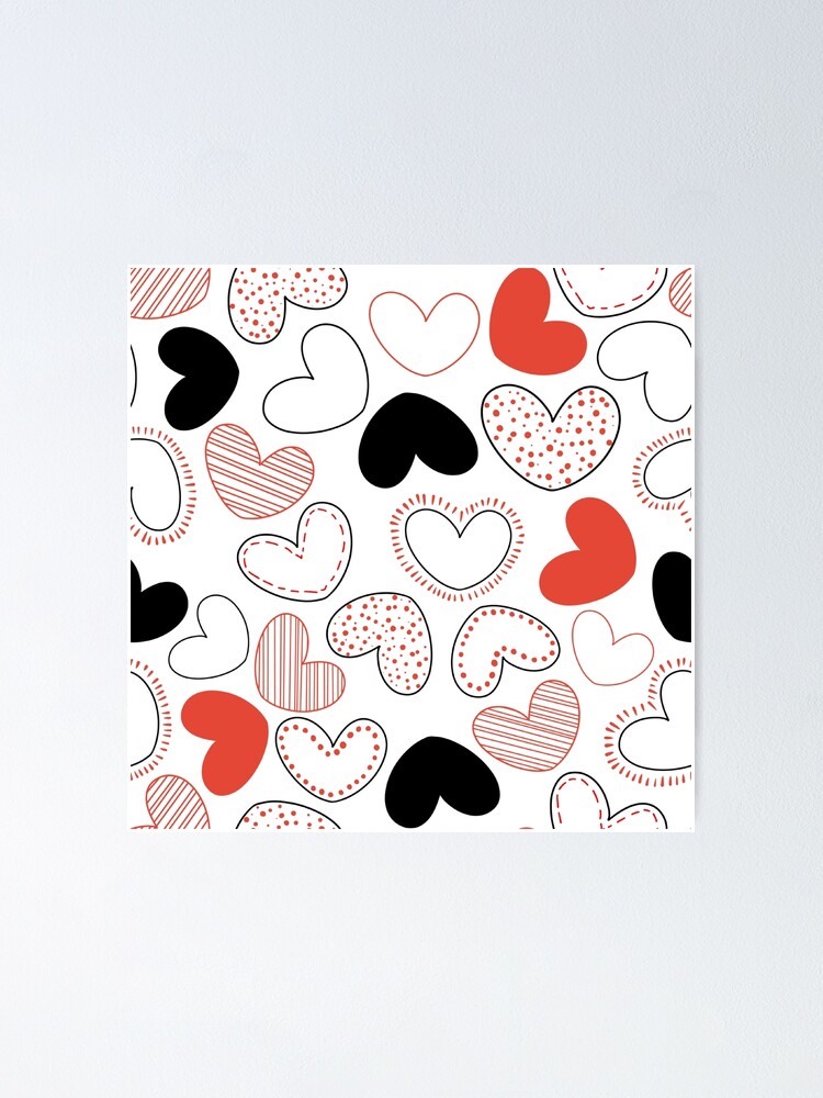 Cute Kawaii Love Print-Happy Valentines Day-Romantic Love Heart Stripes  Pattern- Cute Valentine Retro Red Heart Print-Trending Seamless Pattern  Aesthetic Print Poster for Sale by ReeianLifestyle