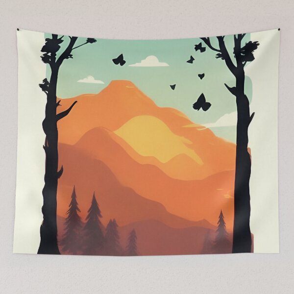 Item preview, Elevate Your Home Decor with Our Minimalist Landscape Mountain Trees Prints designed and sold by supeart.