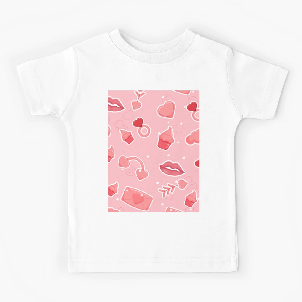 Cute Kawaii Love Print-Happy Valentines Day-Romantic Love Lips Cupcake  Pattern- Cute Valentine Retro Love Letter Print-Trending Seamless Pattern  Aesthetic Print Kids T-Shirt for Sale by ReeianLifestyle