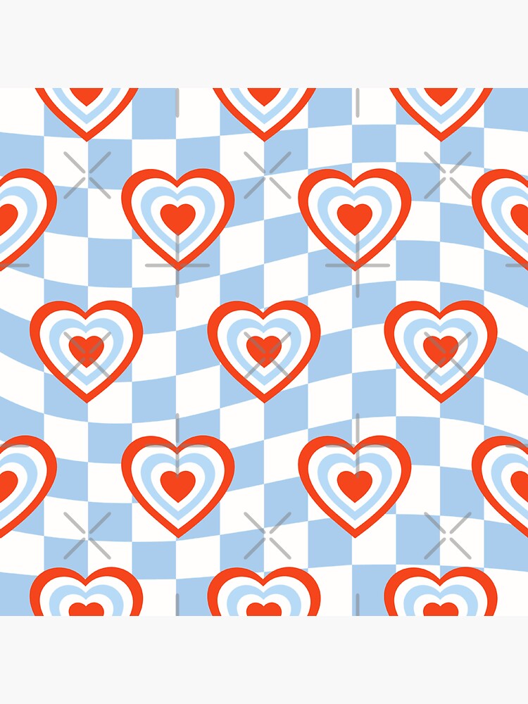 Cute Kawaii Love Print-Happy Valentines Day-Romantic Love Heart Stripes  Pattern- Cute Valentine Retro Red Heart Print-Trending Seamless Pattern