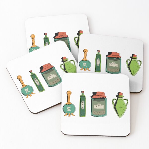 Item preview, four green potions and poisons  designed and sold by CSDesignandGift.