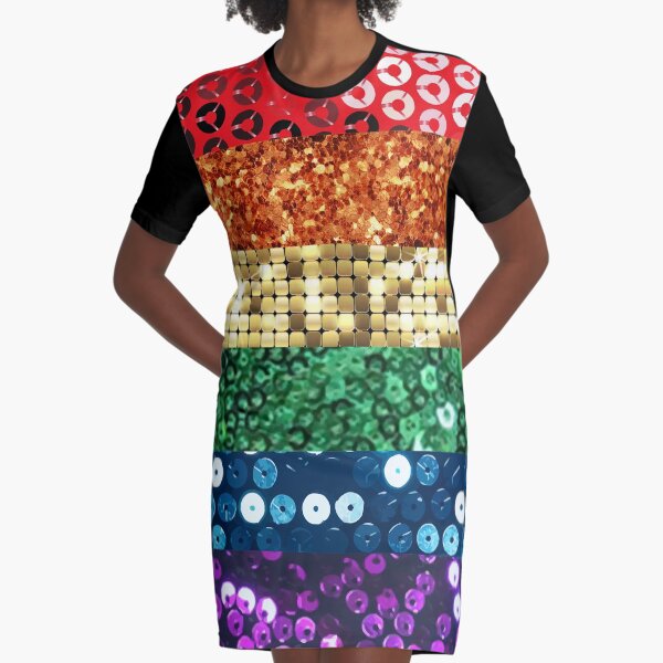 sequin pride flag Graphic T-Shirt Dress