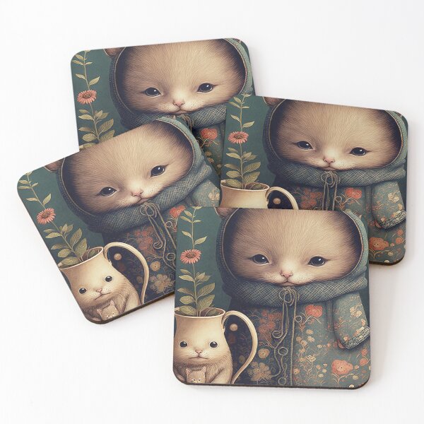 Item preview, A picture of a cute white kitten in an overcoat. Print art. designed and sold by DenisAgati.