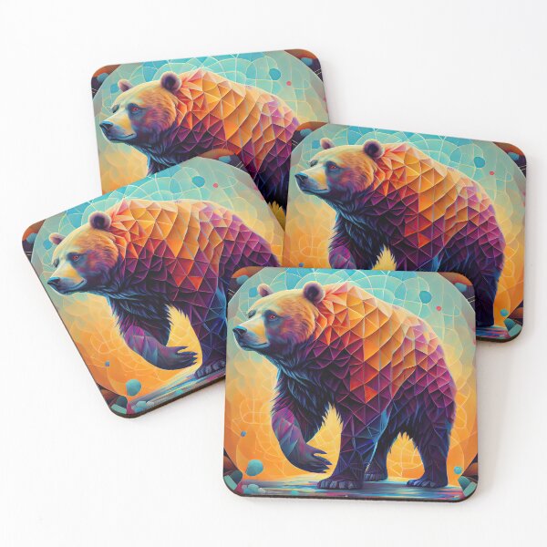 Item preview, The Bear King 4 - abstract geometric colorful painting designed and sold by Earth Celebration Designs.