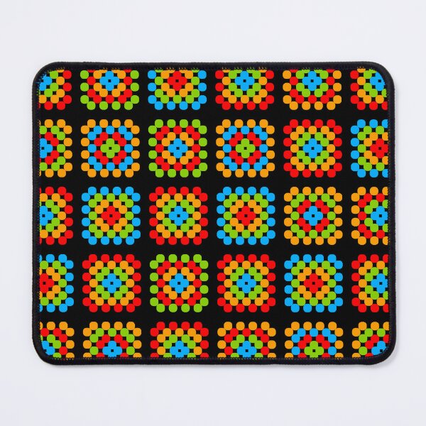 Item preview, Granny Squares black background blue orange green designed and sold by funnytshirtemp.