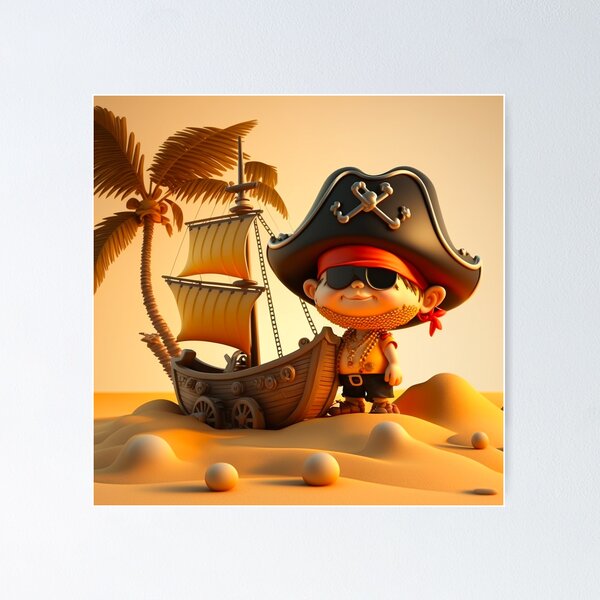 Item preview, Petit garçon pirate et son bateau designed and sold by Crea79.
