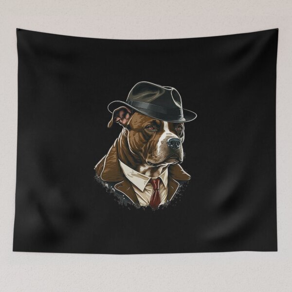 Item preview, American Staffordshire Terrier  Black Nose With Boss Hat And Jacket And Suit Dog  designed and sold by adembulut.