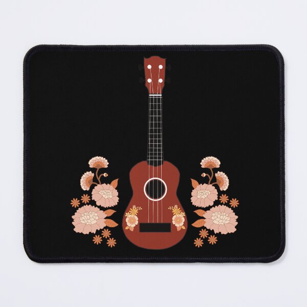 Item preview, Ukulele with flowers - background in black designed and sold by piesdesignart.