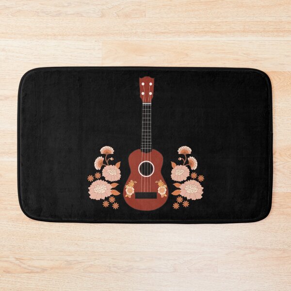 Item preview, Ukulele with flowers - background in black designed and sold by piesdesignart.