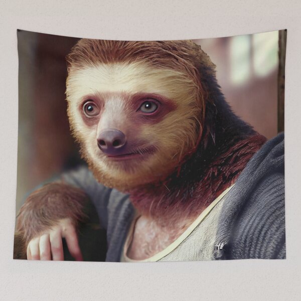 Item preview, Funny Weird College Age Sloth Portrait Digital Painting designed and sold by CodeAndColors.