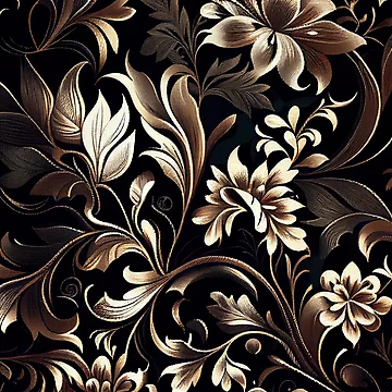 Vorschaubild zum Design Black Contemporary Floral Pattern Digital Painting von CodeAndColors