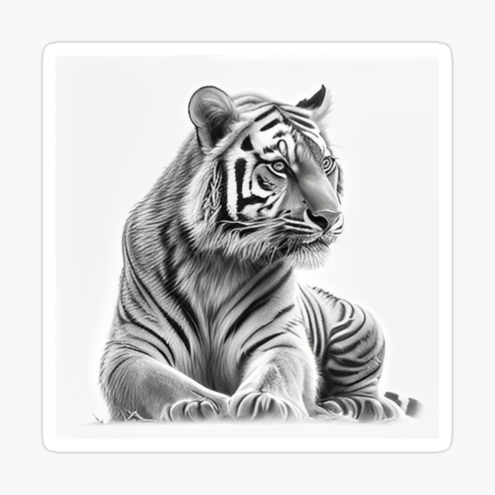 Black And White Illustration Of A Portrait Of A Tiger Stock Illustration   Download Image Now  iStock