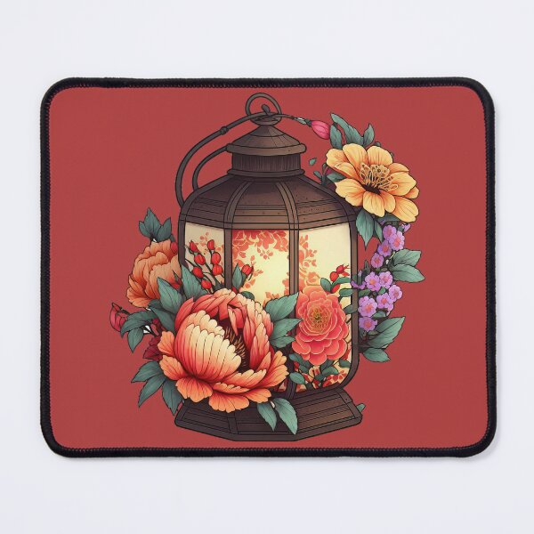 Item preview, Cute Chinese Lantern Flower Design on Red Background designed and sold by kansaikate.