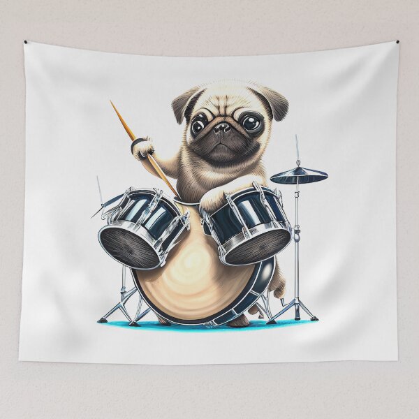 Item preview, Pug Dog Playing Drums Drummer Graphic Tee designed and sold by JackCurtis1991.