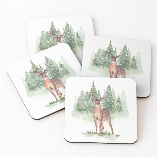 Item preview, Winter deer in snowy forest designed and sold by InnaPatiutko.