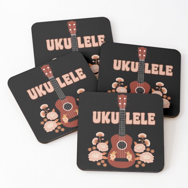 Item preview, Ukulele with flowers - background in black variant designed and sold by piesdesignart.