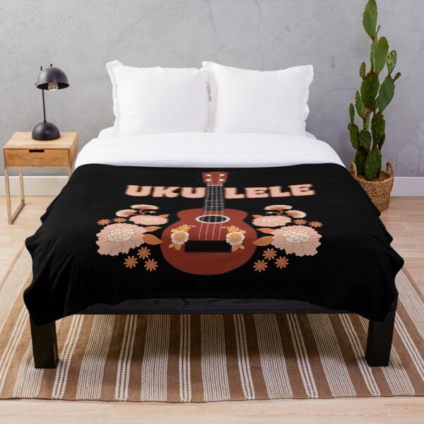 Item preview, Ukulele with flowers - background in black variant designed and sold by piesdesignart.