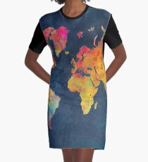 World Map Graphic T-Shirt Dress