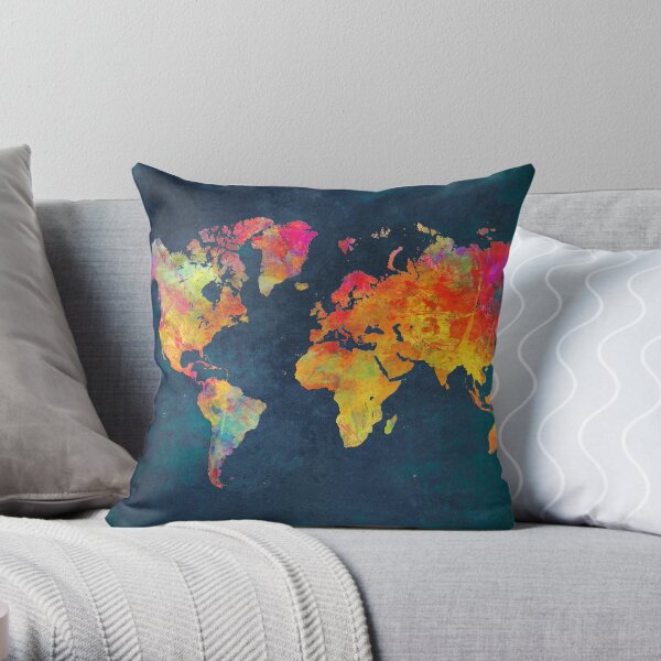 World Map Throw Pillow