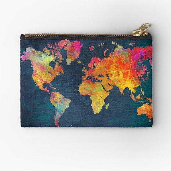 World Map Zipper Pouch