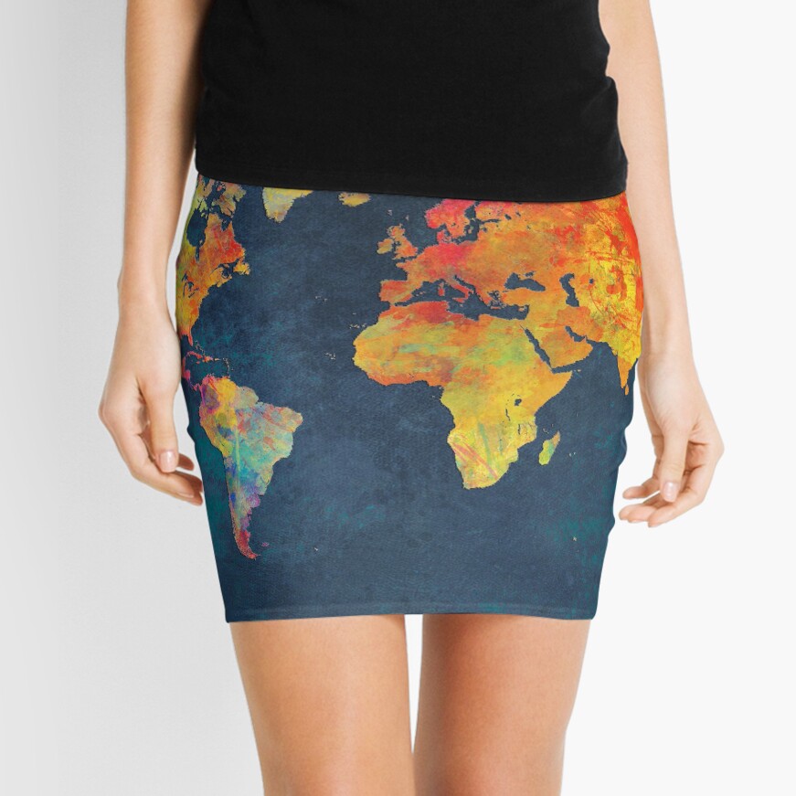 World Map Mini Skirt