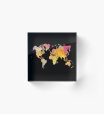 World Map Acrylic Block