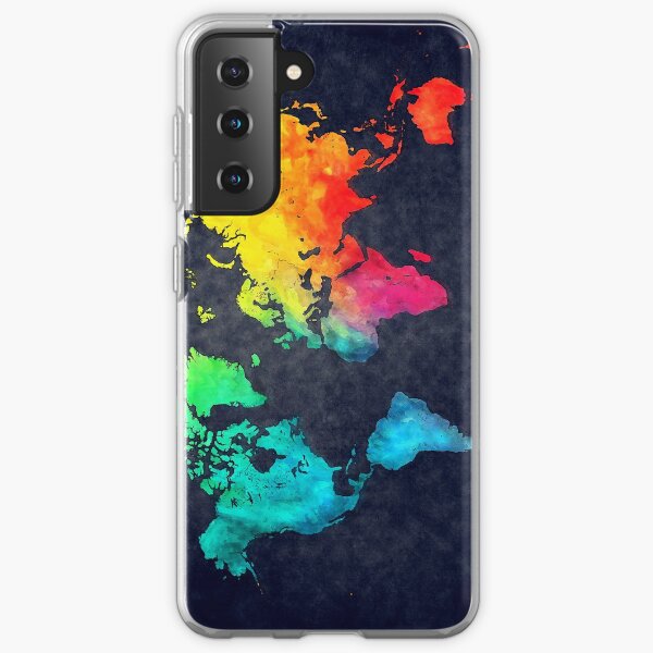world map watercolor 6 #map #worldmap Samsung Galaxy Soft Case