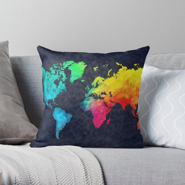 world map watercolor 6 #map #worldmap Throw Pillow