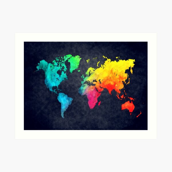 world map watercolor 6 #map #worldmap Art Print