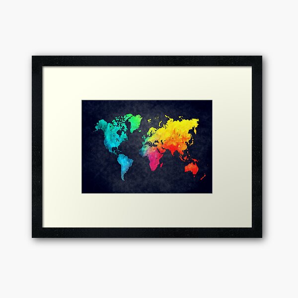 world map watercolor 6 #map #worldmap Framed Art Print