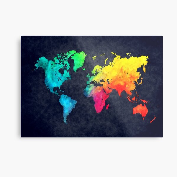 world map watercolor 6 #map #worldmap Metal Print