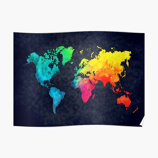 world map watercolor 6 #map #worldmap Poster