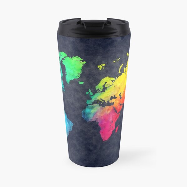 world map watercolor 6 #map #worldmap Travel Mug