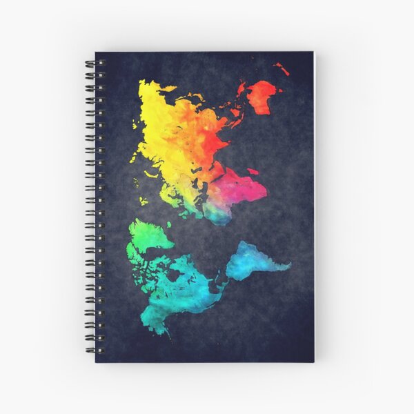 world map watercolor 6 #map #worldmap Spiral Notebook