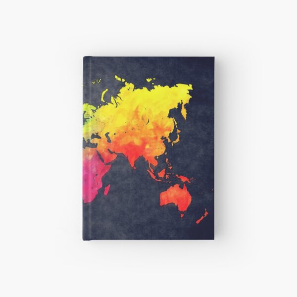 world map watercolor 6 #map #worldmap Hardcover Journal