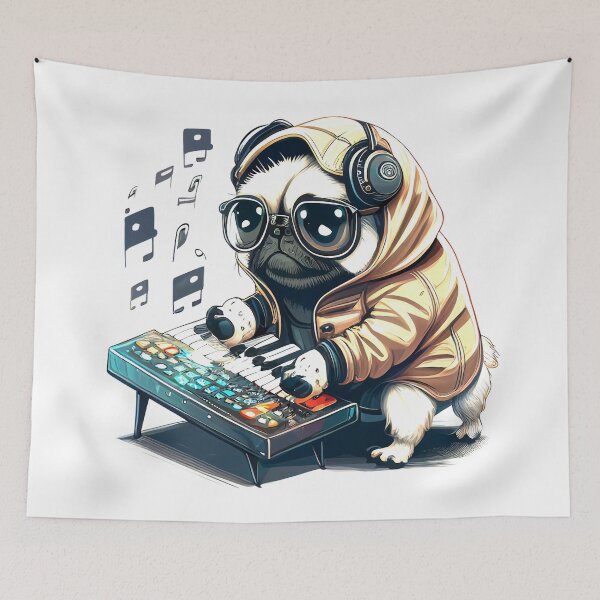 Item preview, Pug Dog Playing Synth Keyboard Player designed and sold by JackCurtis1991.