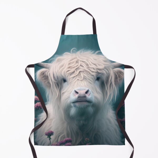 Item preview, Albino scottish highland cow in flower field designed and sold by RK - Shop.