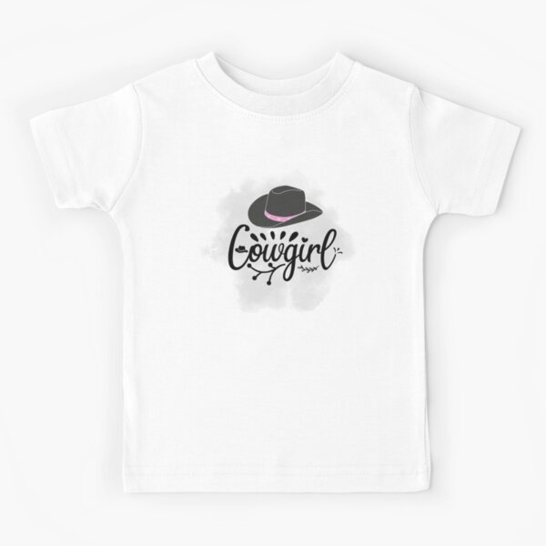 Grey Cloud Cowgirl Design With Cowgirl Hat Kids T-Shirt