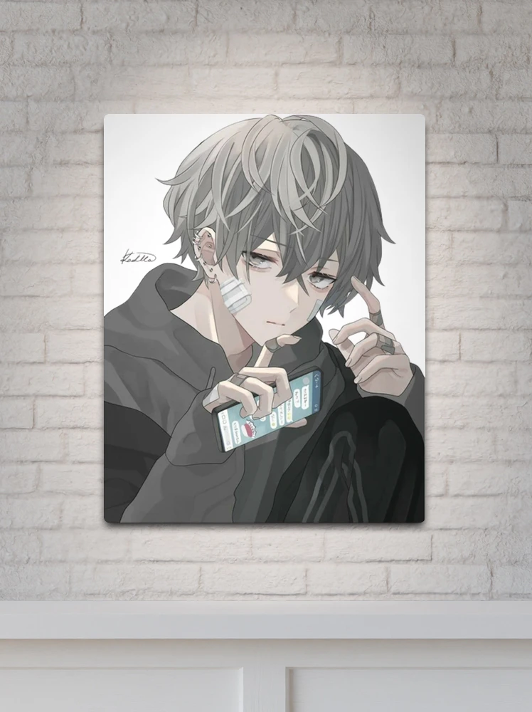 Im Fine Sad Anime Boy' Poster, picture, metal print, paint by AestheticAlex