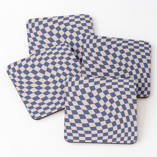 Item preview, Indigo Blue and Beige Twisted Checkerboard designed and sold by thelustrous.