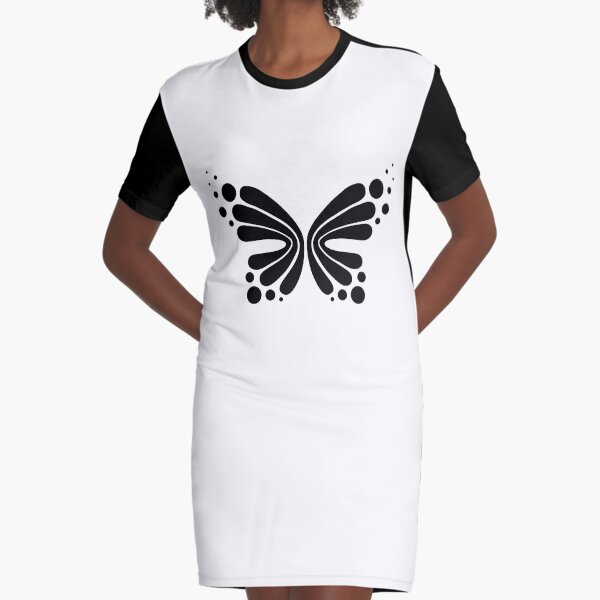 Graphic Butterfly B&W - Shee Vector Shape Graphic T-Shirt Dress