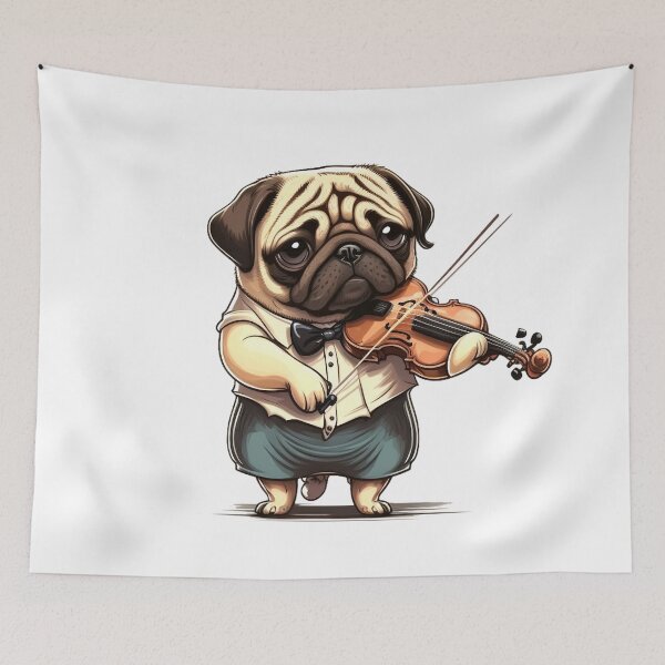 Item preview, Pug Dog Playing Violin Violinist Gift designed and sold by JackCurtis1991.