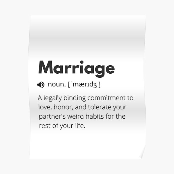 "Funny Marriage Definition" Poster for Sale by Funny Definition Redbubble