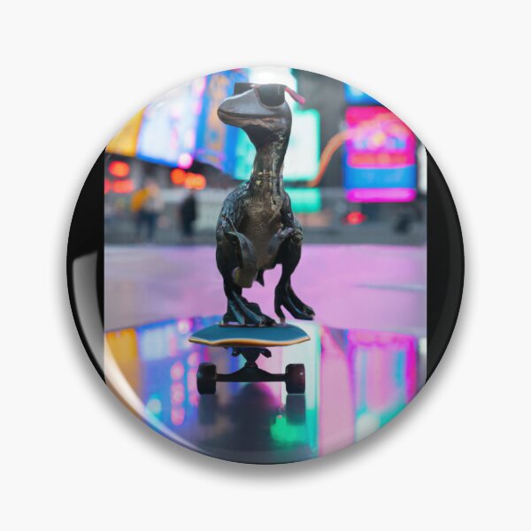 Item preview, Rare photo of a Velociraptor with sunglasses on a skateboard in Times Square designed and sold by Dirk4171.